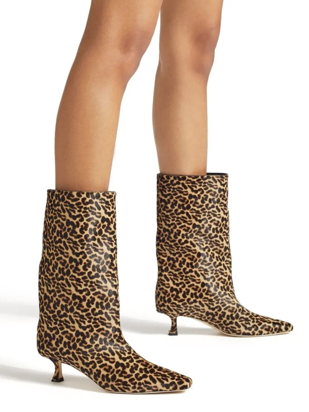 Jimmy Choo Chadee 50 Natural Mix Leopard Print Ponyhair Calf Boots